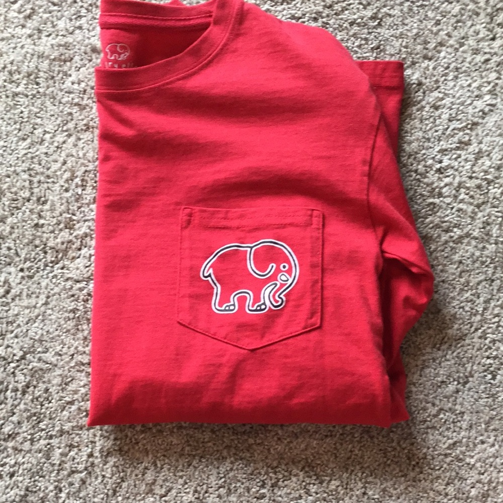 Ivory Ella long sleeve red shirt.
